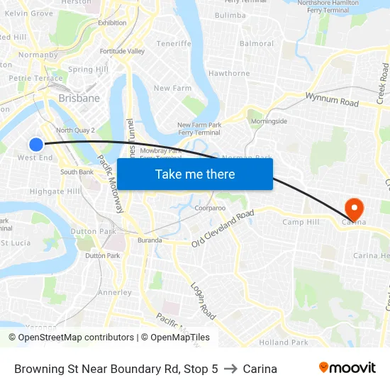 Browning St Near Boundary Rd, Stop 5 to Carina map