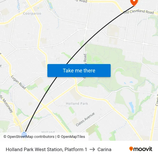 Holland Park West Station, Platform 1 to Carina map