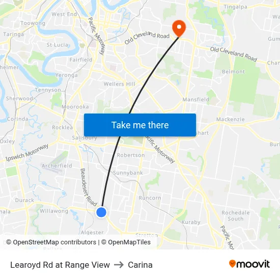 Learoyd Rd at Range View to Carina map