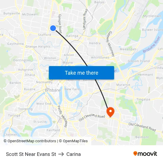Scott St Near Evans St to Carina map