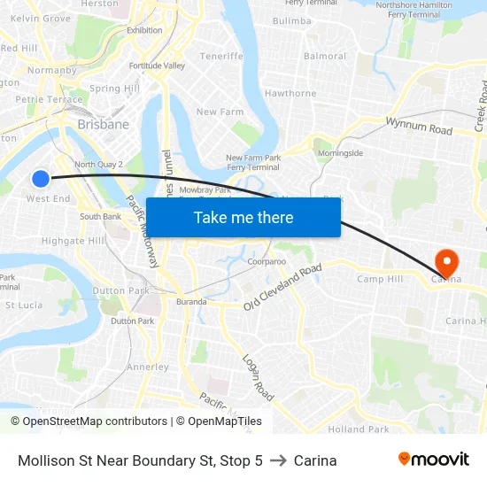 Mollison St Near Boundary St, Stop 5 to Carina map