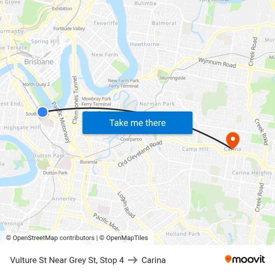 Vulture St Near Grey St, Stop 4 to Carina map