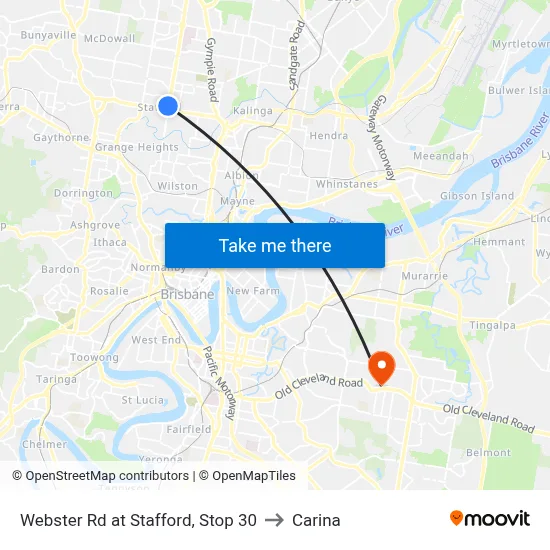 Webster Rd at Stafford, Stop 30 to Carina map