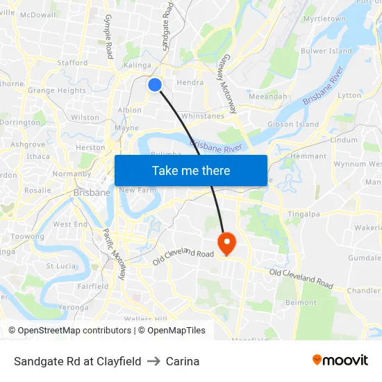 Sandgate Rd at Clayfield to Carina map