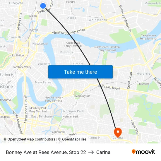 Bonney Ave at Rees Avenue, Stop 22 to Carina map