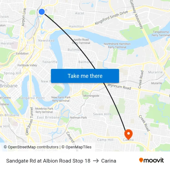 Sandgate Rd at Albion Road Stop 18 to Carina map