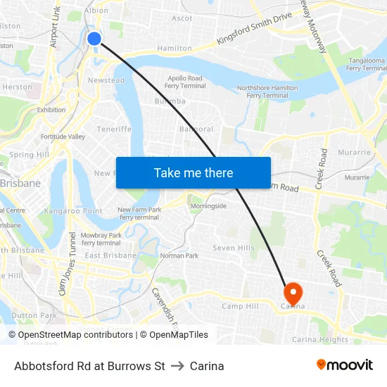Abbotsford Rd at Burrows St to Carina map