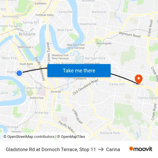 Gladstone Rd at Dornoch Terrace, Stop 11 to Carina map