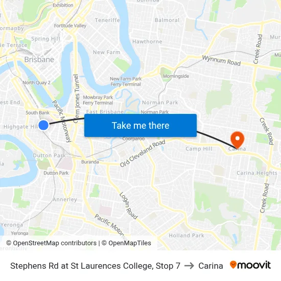 Stephens Rd at St Laurences College, Stop 7 to Carina map
