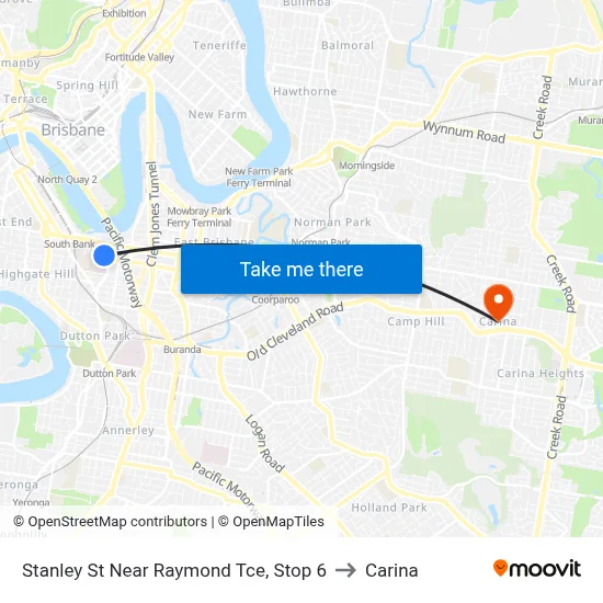 Stanley St Near Raymond Tce, Stop 6 to Carina map
