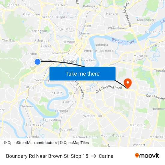 Boundary Rd Near Brown St, Stop 15 to Carina map