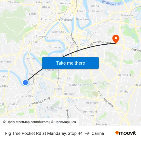 Fig Tree Pocket Rd at Mandalay, Stop 44 to Carina map