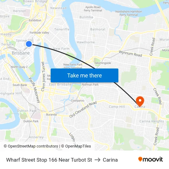 Wharf Street Stop 166 Near Turbot St to Carina map