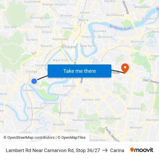 Lambert Rd Near Carnarvon Rd, Stop 36/27 to Carina map