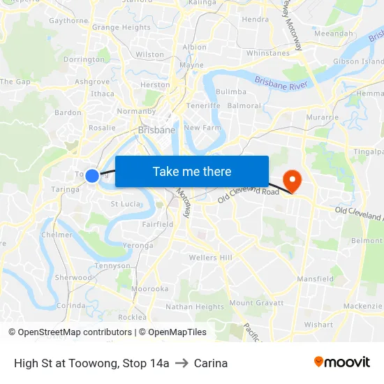High St at Toowong, Stop 14a to Carina map