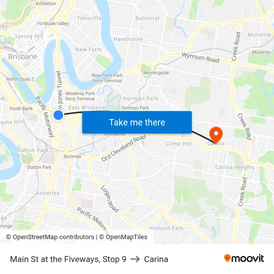Main St at the Fiveways, Stop 9 to Carina map