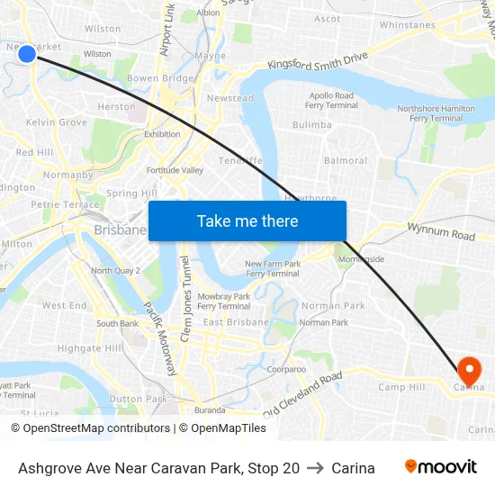 Ashgrove Ave Near Caravan Park, Stop 20 to Carina map
