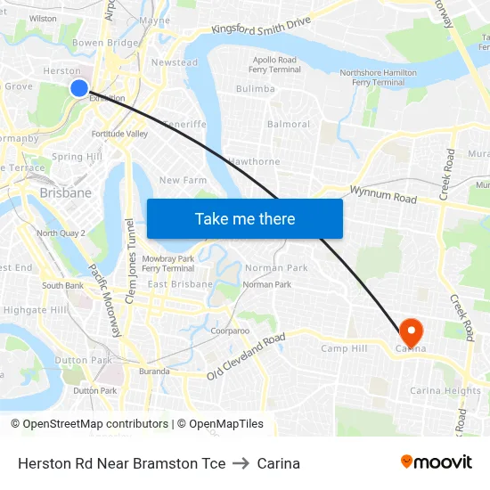 Herston Rd Near Bramston Tce to Carina map