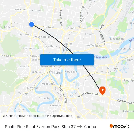 South Pine Rd at Everton Park, Stop 37 to Carina map