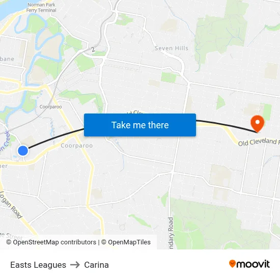 Easts Leagues to Carina map