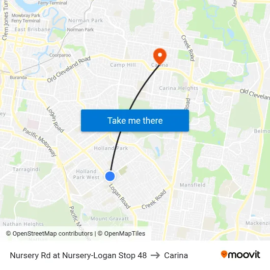 Nursery Rd at Nursery-Logan Stop 48 to Carina map
