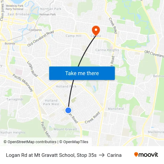 Logan Rd at Mt Gravatt School, Stop 35s to Carina map