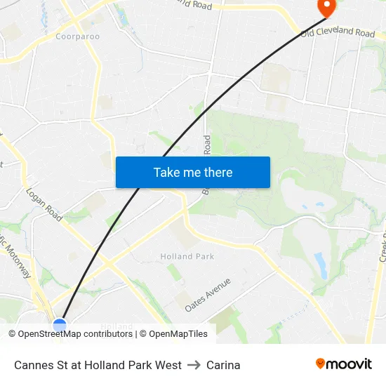 Cannes St at Holland Park West to Carina map