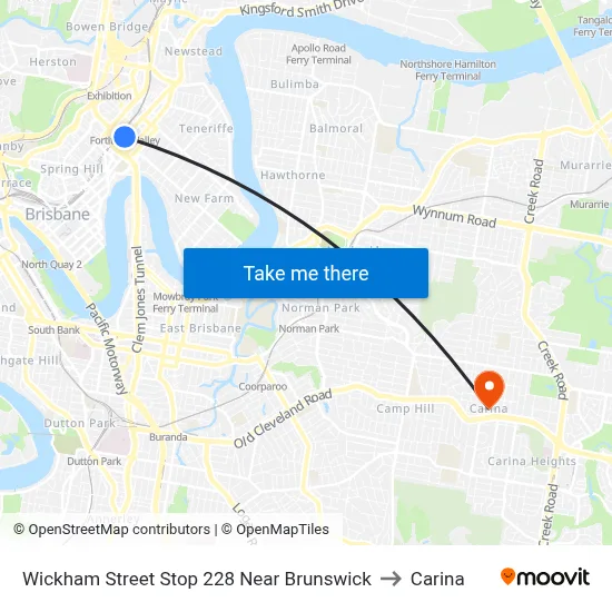 Wickham Street Stop 228 Near Brunswick to Carina map
