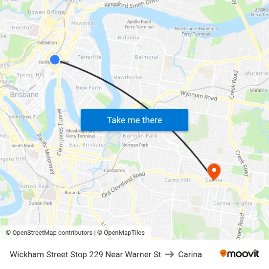 Wickham Street Stop 229 Near Warner St to Carina map