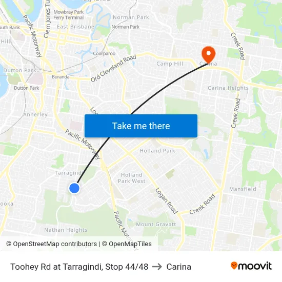 Toohey Rd at Tarragindi, Stop 44/48 to Carina map