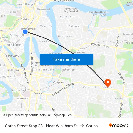 Gotha Street Stop 231 Near Wickham St to Carina map