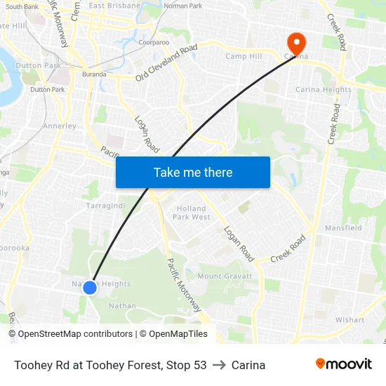 Toohey Rd at Toohey Forest, Stop 53 to Carina map