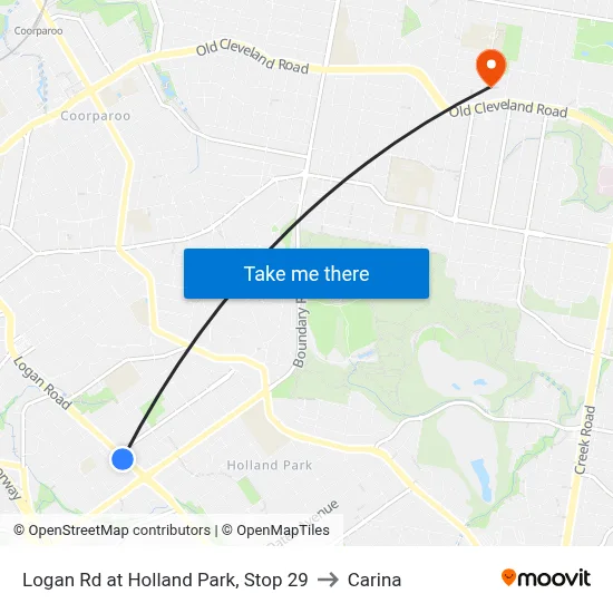 Logan Rd at Holland Park, Stop 29 to Carina map