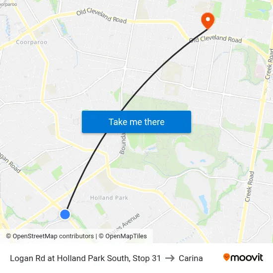 Logan Rd at Holland Park South, Stop 31 to Carina map