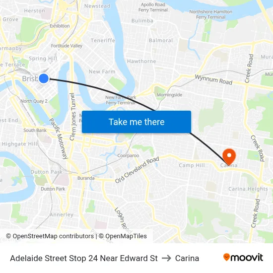 Adelaide Street Stop 24 Near Edward St to Carina map