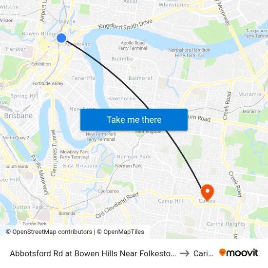 Abbotsford Rd at Bowen Hills Near Folkestone St to Carina map