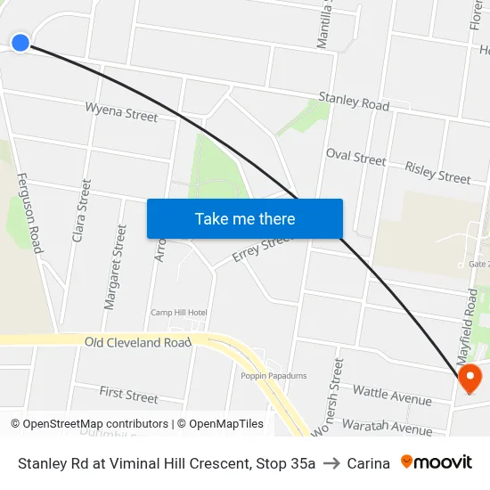 Stanley Rd at Viminal Hill Crescent, Stop 35a to Carina map