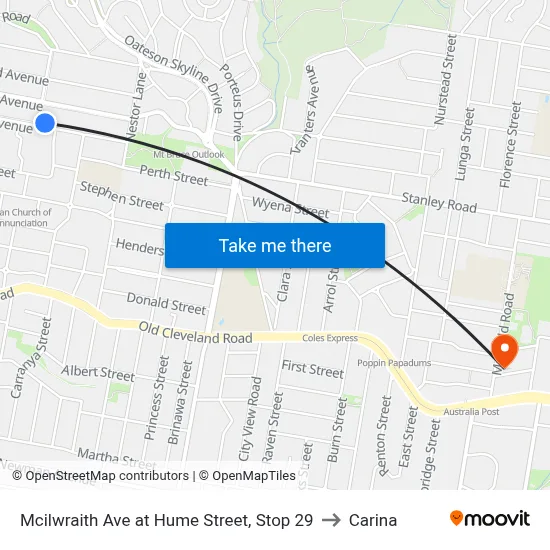 Mcilwraith Ave at Hume Street, Stop 29 to Carina map