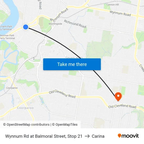 Wynnum Rd at Balmoral Street, Stop 21 to Carina map
