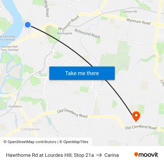Hawthorne Rd at Lourdes Hill, Stop 21a to Carina map
