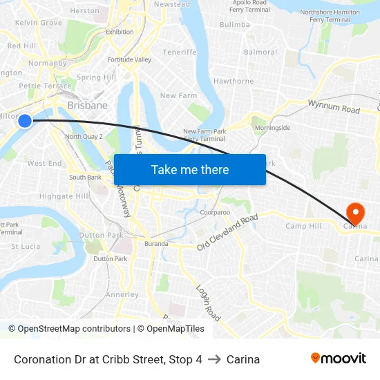 Coronation Dr at Cribb Street, Stop 4 to Carina map