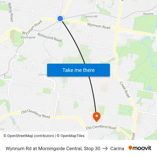 Wynnum Rd at Morningside Central, Stop 30 to Carina map