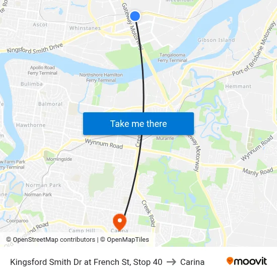 Kingsford Smith Dr at French St, Stop 40 to Carina map