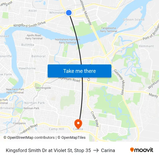Kingsford Smith Dr at Violet St, Stop 35 to Carina map