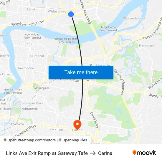 Links Ave Exit Ramp at Gateway Tafe to Carina map