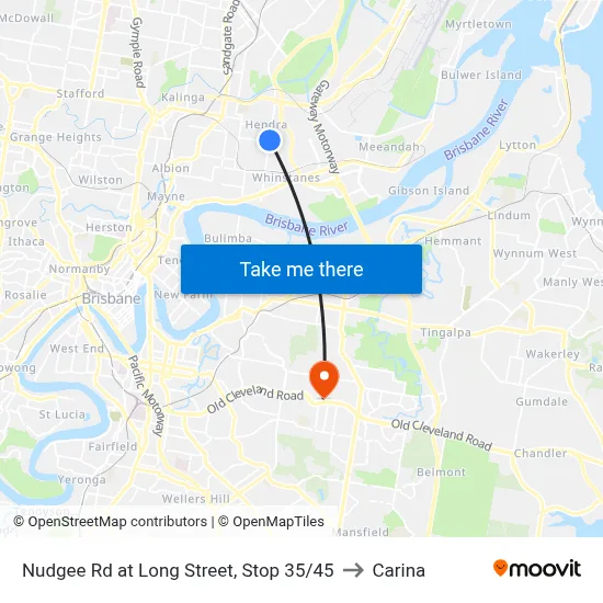 Nudgee Rd at Long Street, Stop 35/45 to Carina map