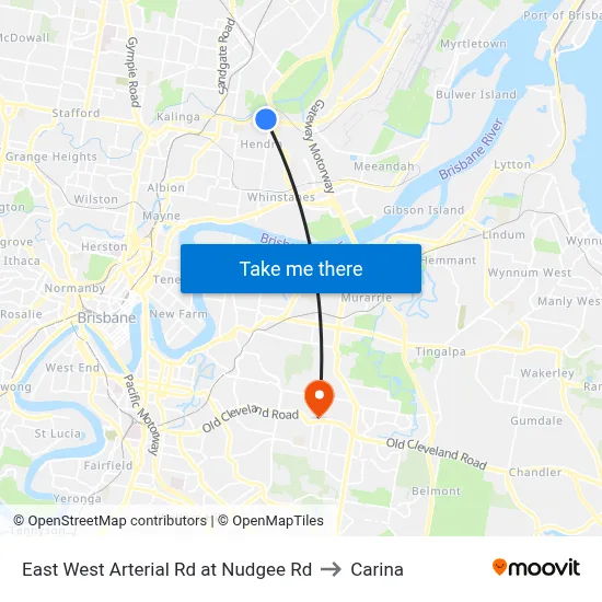 East West Arterial Rd at Nudgee Rd to Carina map