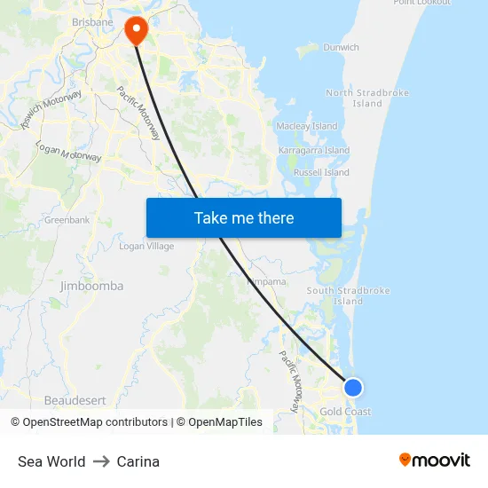 Sea World to Carina map