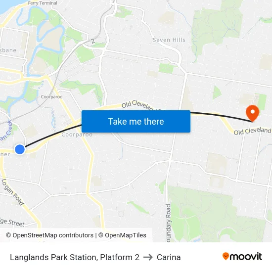 Langlands Park Station, Platform 2 to Carina map
