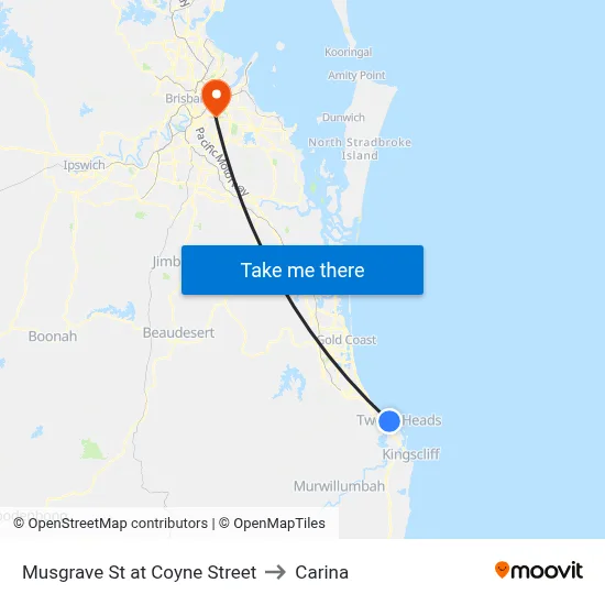 Musgrave St at Coyne Street to Carina map